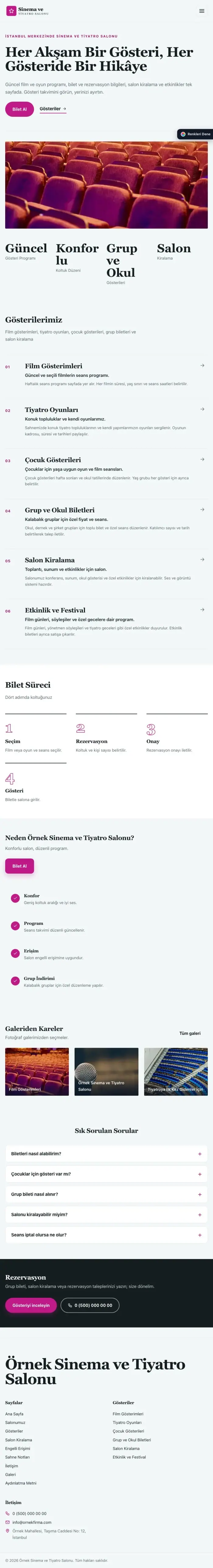 Dergi Editoryal Petrol Pembe – Sinema ve Tiyatro Salonu Web Sitesi tablet görünümü