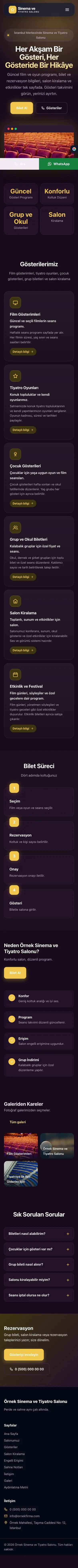 Koyu Modern Mor Amber – Sinema ve Tiyatro Salonu Web Sitesi mobil görünümü