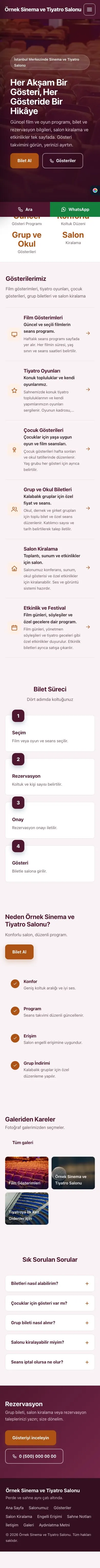 Sol Menü Erik Turuncu – Sinema ve Tiyatro Salonu Web Sitesi mobil görünümü