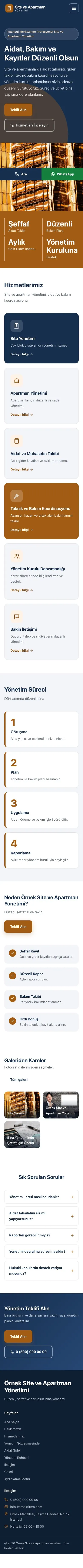 Blok Mavi Turuncu – Site ve Apartman Yönetimi Web Sitesi mobil görünümü