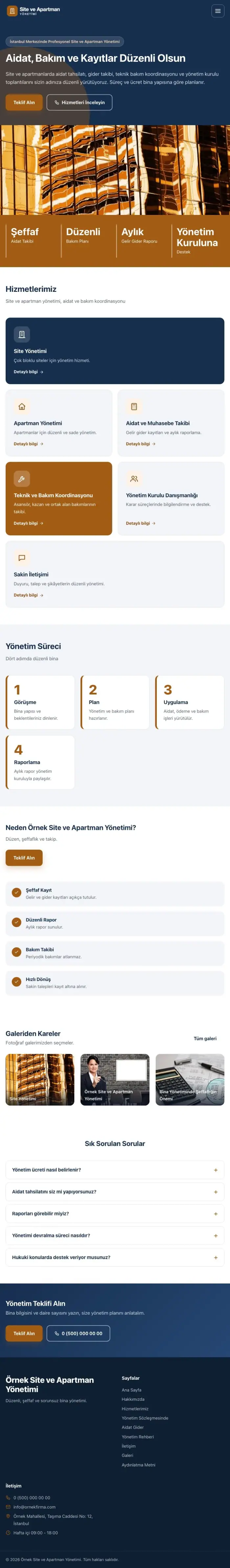 Blok Mavi Turuncu – Site ve Apartman Yönetimi Web Sitesi tablet görünümü