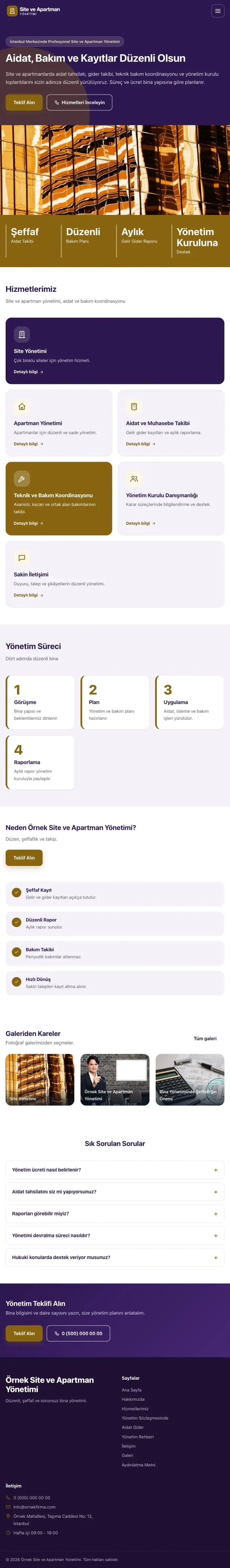 Blok Mor Amber – Site ve Apartman Yönetimi Web Sitesi tablet görünümü