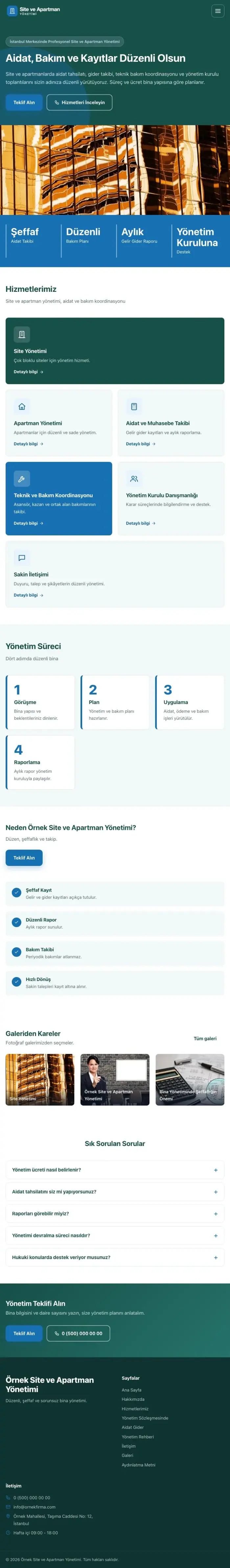 Blok Petrol Mavi – Site ve Apartman Yönetimi Web Sitesi tablet görünümü