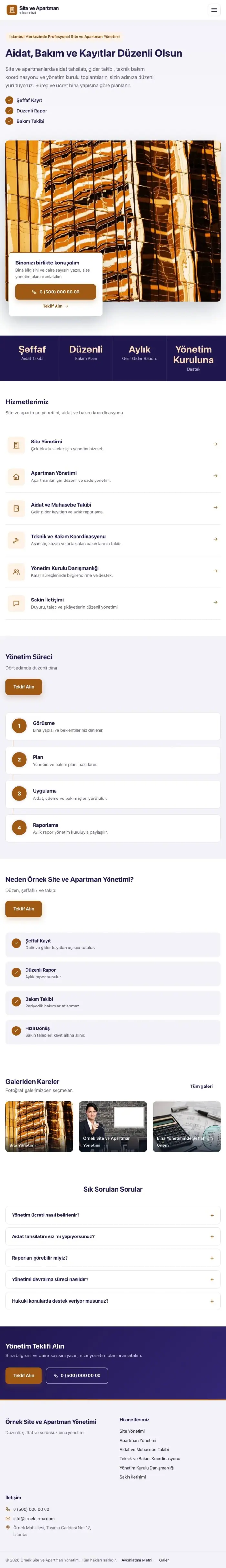 Bölünmüş Lacivert Turuncu – Site ve Apartman Yönetimi Web Sitesi tablet görünümü