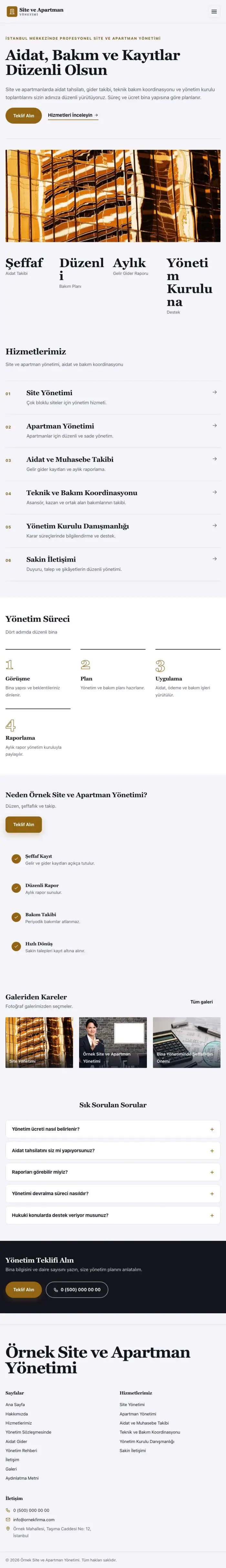 Dergi Editoryal Lacivert Turuncu – Site ve Apartman Yönetimi Web Sitesi tablet görünümü