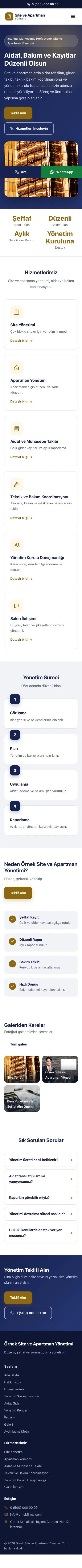 Klasik Lacivert Amber – Site ve Apartman Yönetimi Web Sitesi mobil görünümü