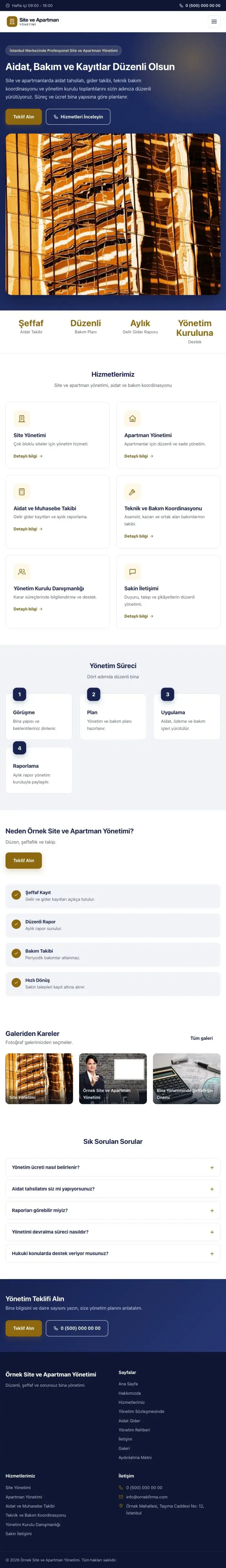 Klasik Lacivert Amber – Site ve Apartman Yönetimi Web Sitesi tablet görünümü
