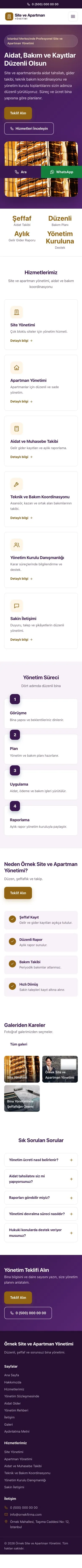 Klasik Mor Turuncu – Site ve Apartman Yönetimi Web Sitesi mobil görünümü