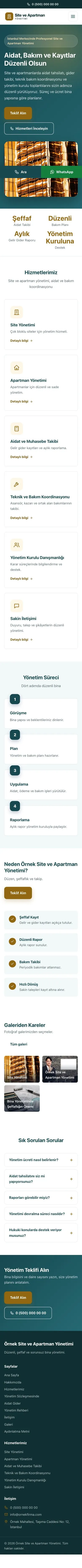 Klasik Petrol Amber – Site ve Apartman Yönetimi Web Sitesi mobil görünümü