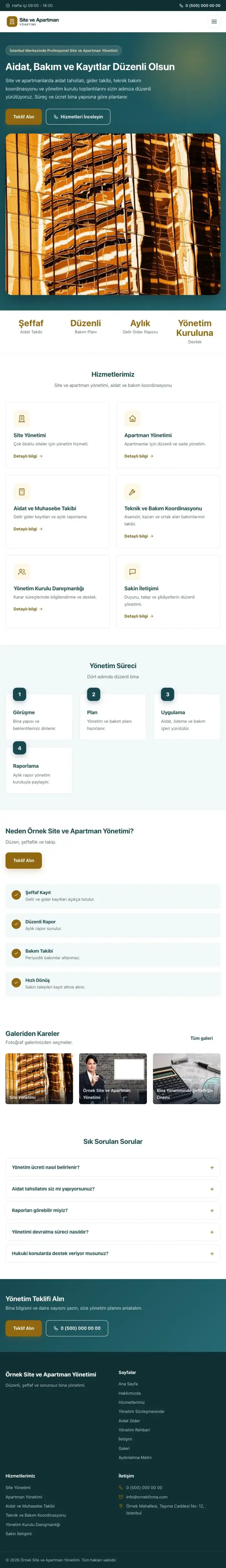 Klasik Petrol Amber – Site ve Apartman Yönetimi Web Sitesi tablet görünümü
