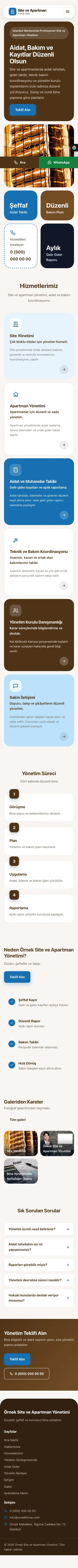 Mozaik Kahve Mavi – Site ve Apartman Yönetimi Web Sitesi mobil görünümü