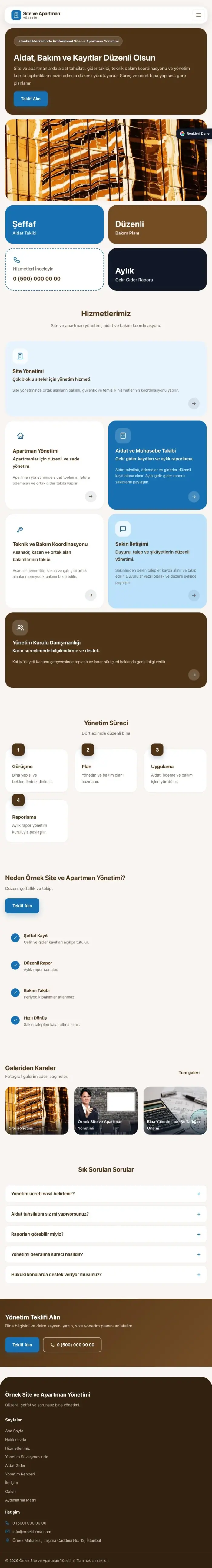 Mozaik Kahve Mavi – Site ve Apartman Yönetimi Web Sitesi tablet görünümü