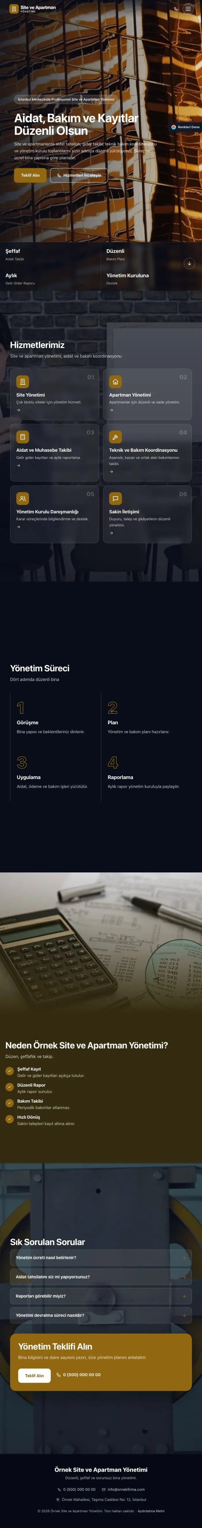 Tam Ekran Kahve Amber – Site ve Apartman Yönetimi Web Sitesi tablet görünümü