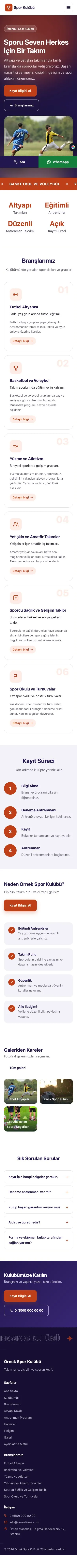 Hareketli Lacivert Turuncu – Spor Kulübü Web Sitesi mobil görünümü