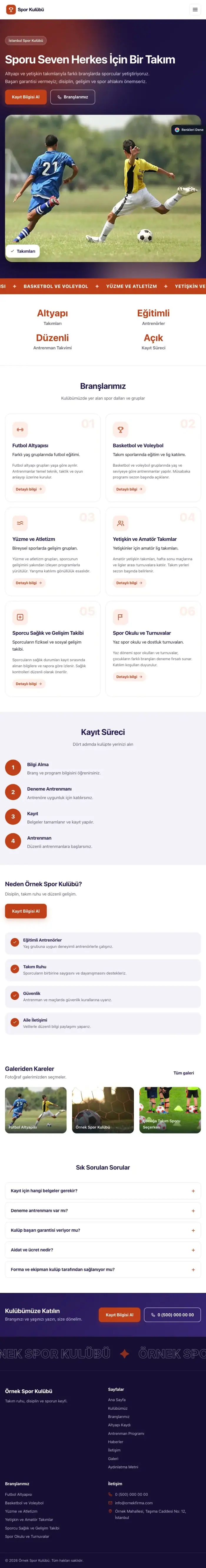 Hareketli Lacivert Turuncu – Spor Kulübü Web Sitesi tablet görünümü