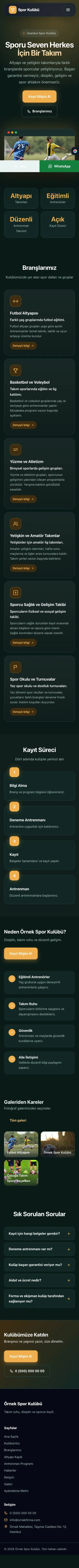 Koyu Modern Petrol Turuncu – Spor Kulübü Web Sitesi mobil görünümü