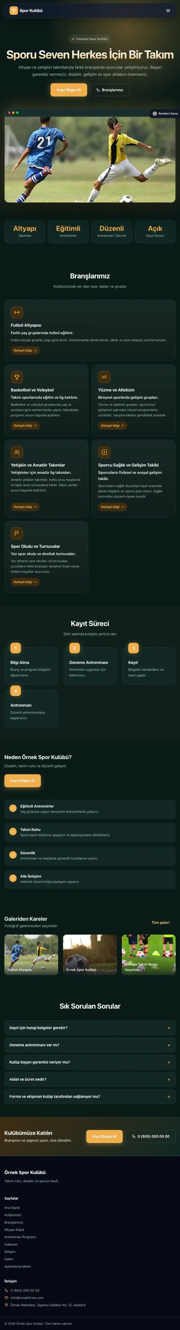 Koyu Modern Petrol Turuncu – Spor Kulübü Web Sitesi tablet görünümü