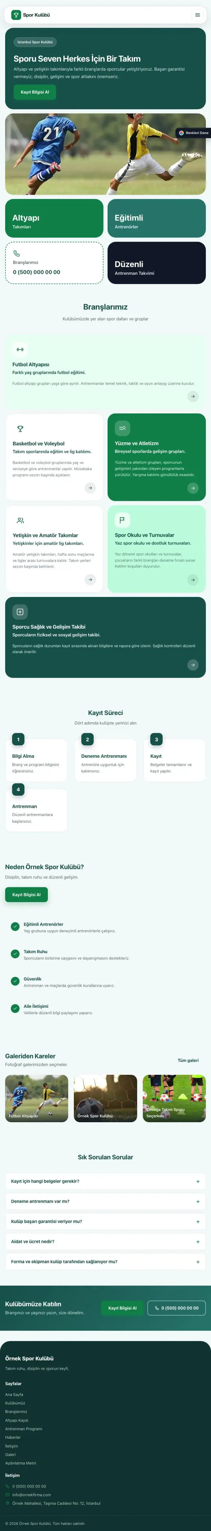 Mozaik Petrol Yeşil – Spor Kulübü Web Sitesi tablet görünümü