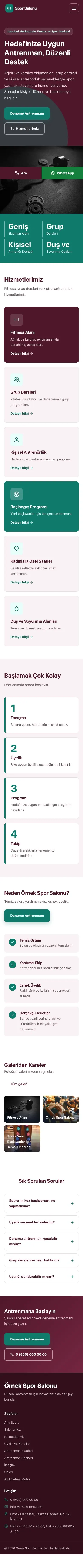Blok Bordo Turkuaz – Spor Salonu Web Sitesi mobil görünümü