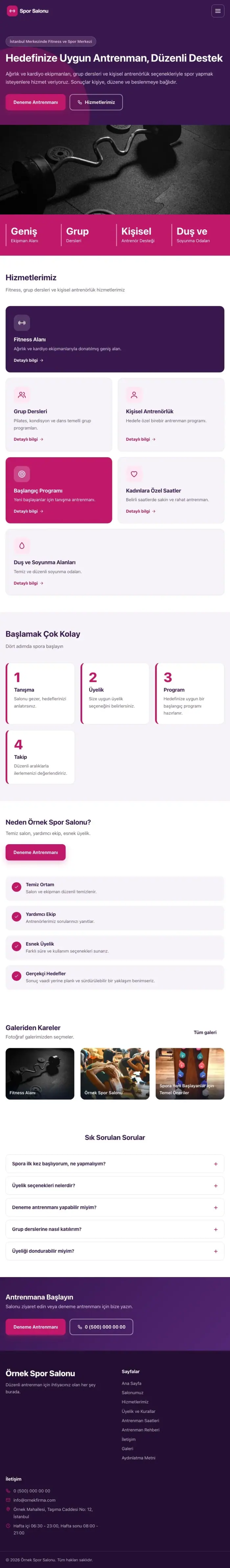 Blok Mor Pembe – Spor Salonu Web Sitesi tablet görünümü