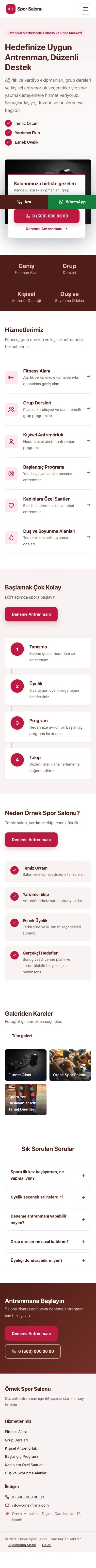 Bölünmüş Bordo Kırmızı – Spor Salonu Web Sitesi mobil görünümü