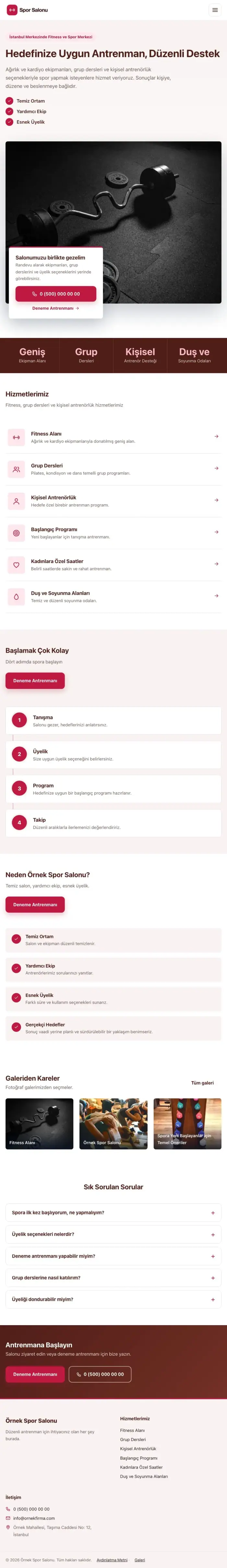 Bölünmüş Bordo Kırmızı – Spor Salonu Web Sitesi tablet görünümü