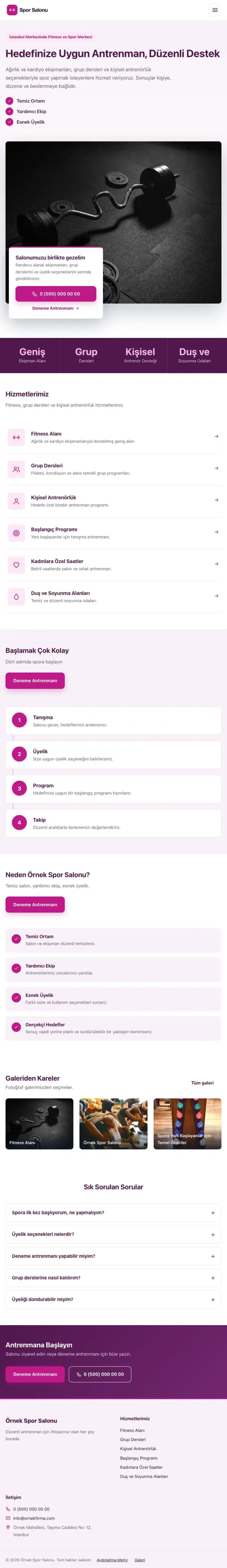 Bölünmüş Erik Pembe – Spor Salonu Web Sitesi tablet görünümü