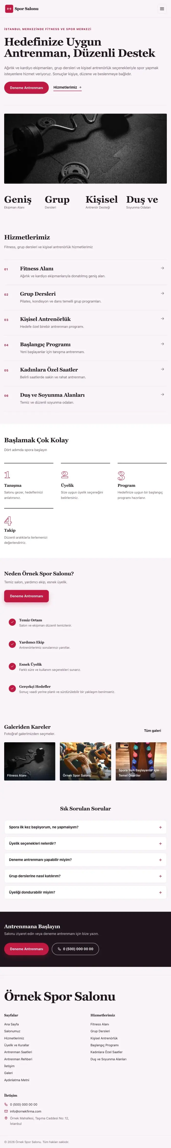 Editoryal Erik Kırmızı – Spor Salonu Web Sitesi tablet görünümü