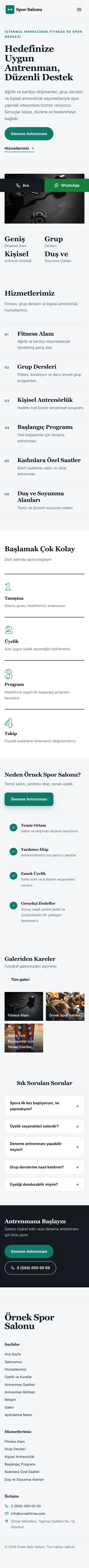 Editoryal Mavi Turkuaz – Spor Salonu Web Sitesi mobil görünümü