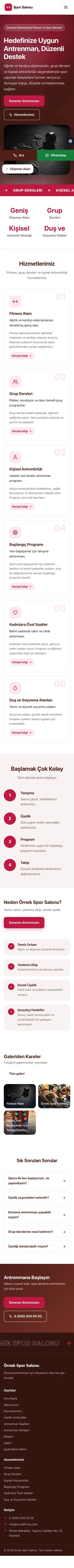 Hareketli Bordo Kırmızı – Spor Salonu Web Sitesi mobil görünümü
