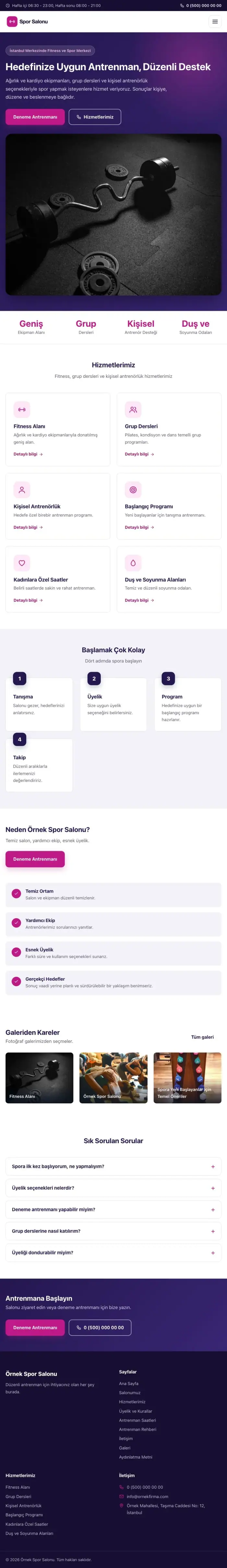 Klasik Lacivert Pembe – Spor Salonu Web Sitesi tablet görünümü