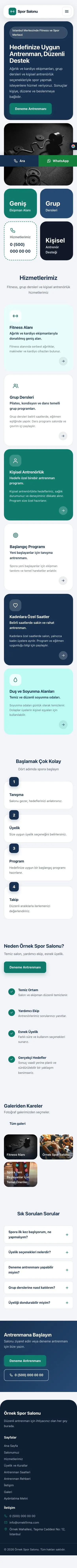 Mozaik Mavi Turkuaz – Spor Salonu Web Sitesi mobil görünümü