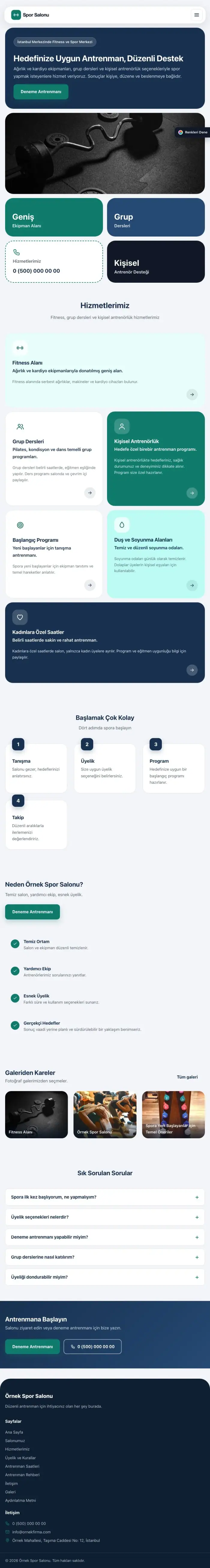 Mozaik Mavi Turkuaz – Spor Salonu Web Sitesi tablet görünümü