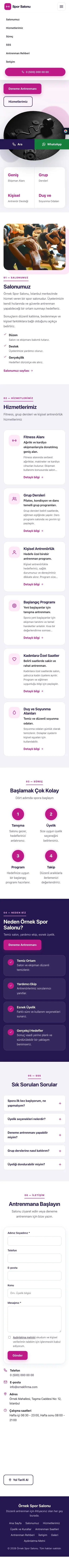 Tek Sayfa Lacivert Pembe – Spor Salonu Web Sitesi mobil görünümü