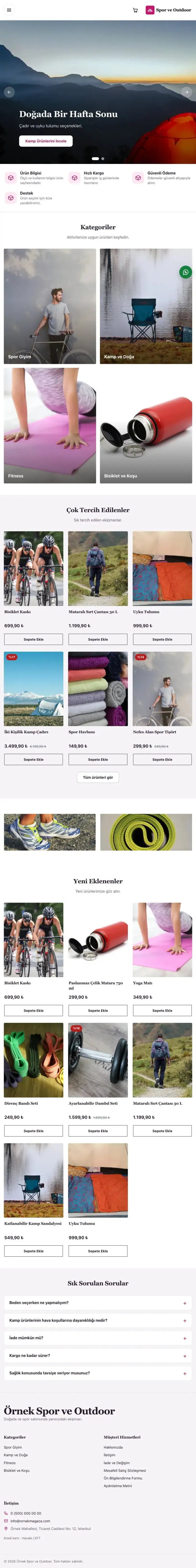 Butik Mor Pembe – Spor ve Outdoor E-ticaret Sitesi tablet görünümü