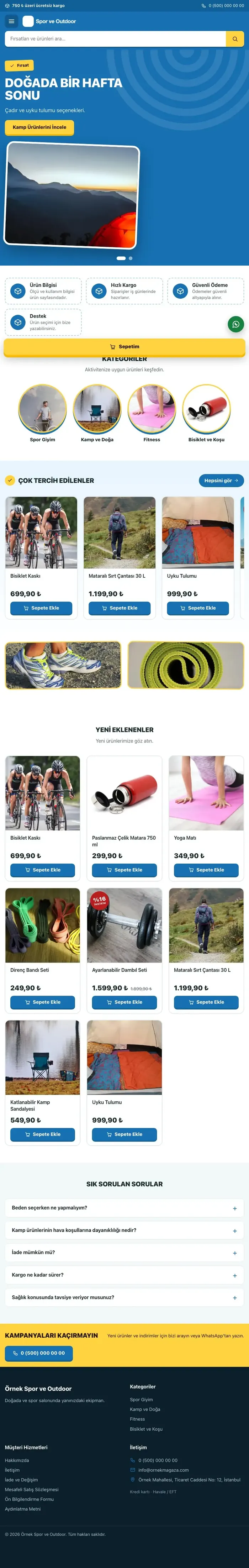 Kampanya Petrol Mavi – Spor ve Outdoor E-ticaret Sitesi tablet görünümü