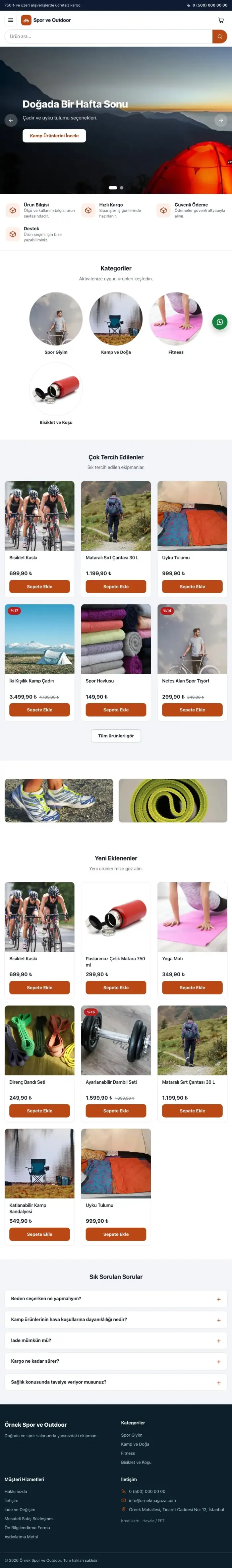 Vitrin Mavi Turuncu – Spor ve Outdoor E-ticaret Sitesi tablet görünümü