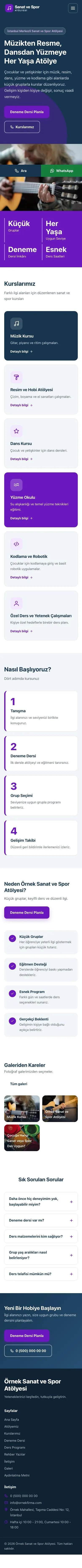 Blok Mavi Mor – Spor ve Sanat Kursu Web Sitesi mobil görünümü