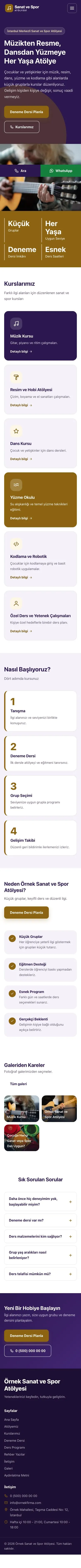 Blok Mor Amber – Spor ve Sanat Kursu Web Sitesi mobil görünümü