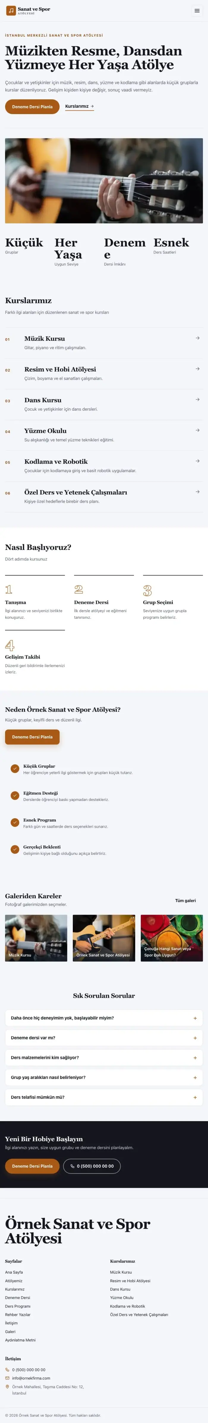 Editoryal Lacivert Turuncu – Spor ve Sanat Kursu Web Sitesi tablet görünümü