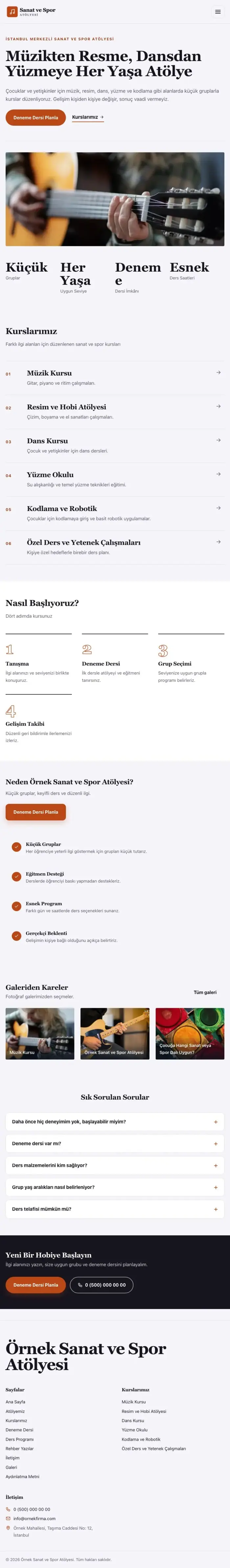 Editoryal Lacivert Turuncu II – Spor ve Sanat Kursu Web Sitesi tablet görünümü