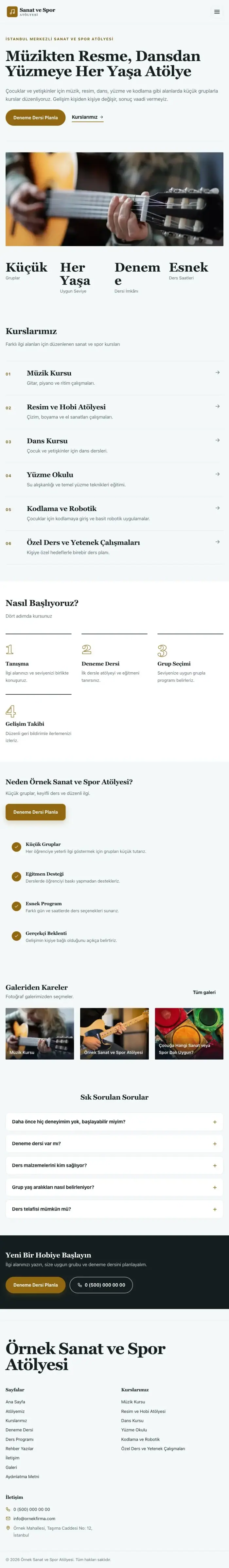 Editoryal Petrol Amber – Spor ve Sanat Kursu Web Sitesi tablet görünümü