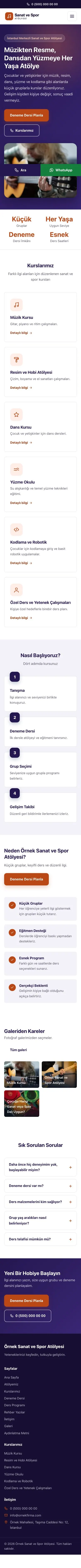 Klasik Lacivert Turuncu – Spor ve Sanat Kursu Web Sitesi mobil görünümü