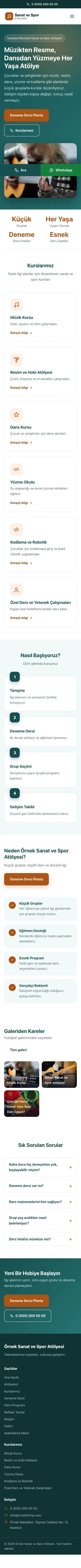 Klasik Petrol Turuncu – Spor ve Sanat Kursu Web Sitesi mobil görünümü