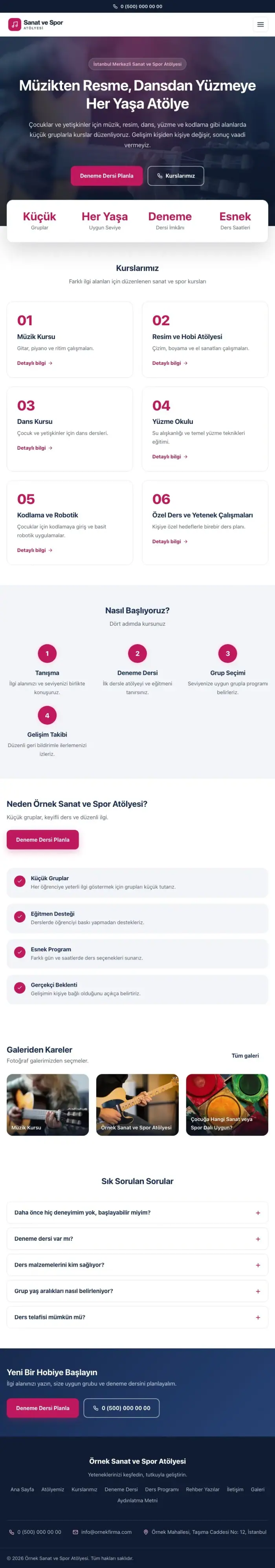 Merkez Mavi Pembe – Spor ve Sanat Kursu Web Sitesi tablet görünümü
