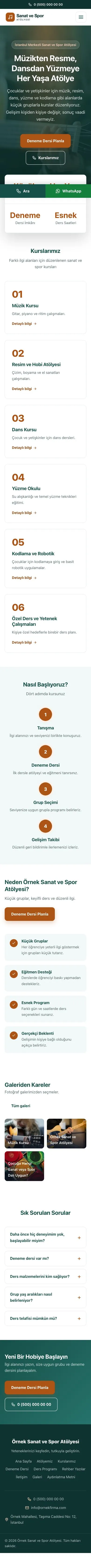 Merkez Petrol Turuncu – Spor ve Sanat Kursu Web Sitesi mobil görünümü