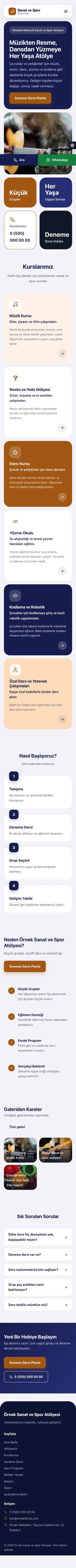 Mozaik Lacivert Turuncu – Spor ve Sanat Kursu Web Sitesi mobil görünümü