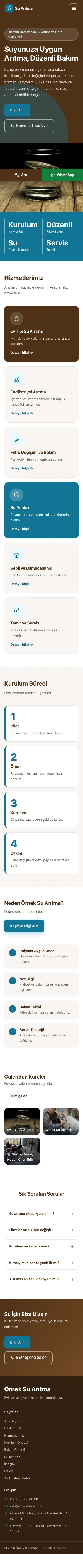 Blok Kahve Turkuaz – Su Arıtma Web Sitesi mobil görünümü