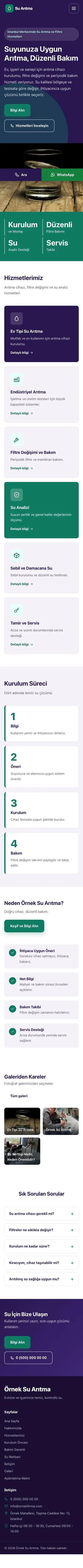 Blok Mor Turkuaz – Su Arıtma Web Sitesi mobil görünümü