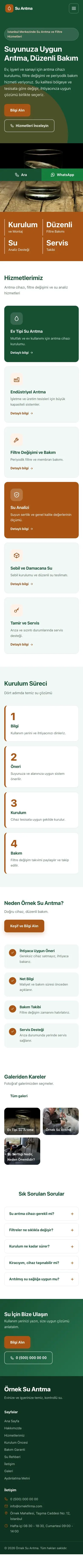 Blok Yeşil Turuncu – Su Arıtma Web Sitesi mobil görünümü